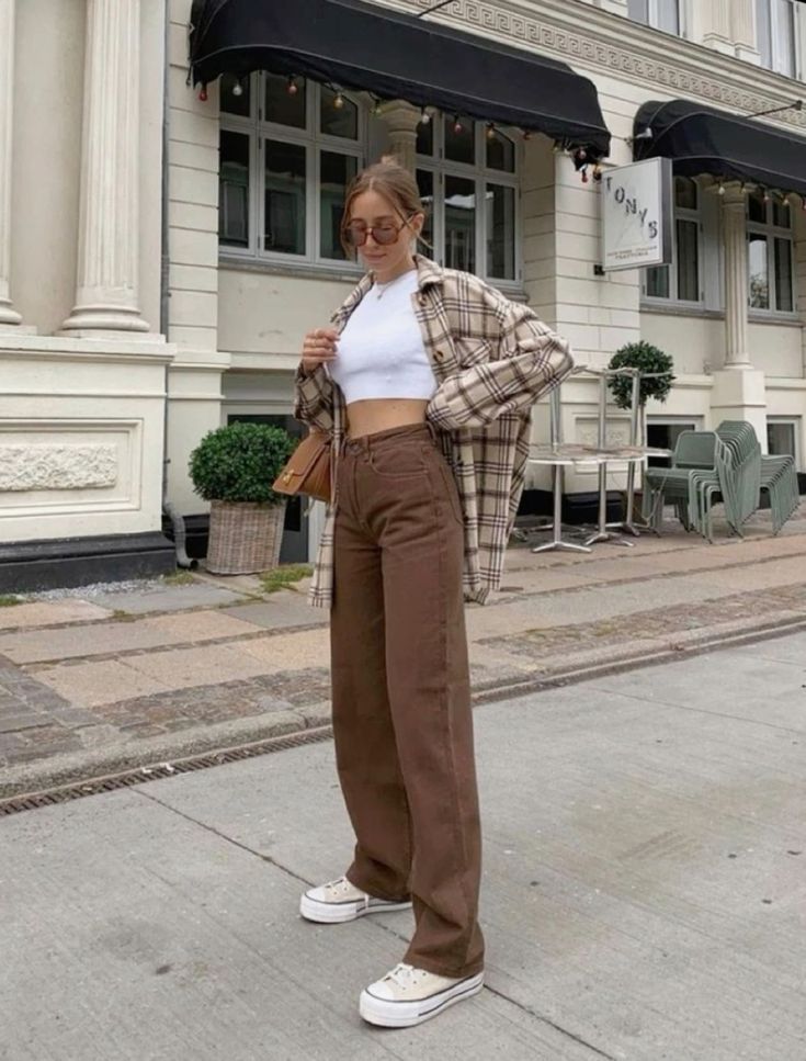 Brown Pants and Crop Top